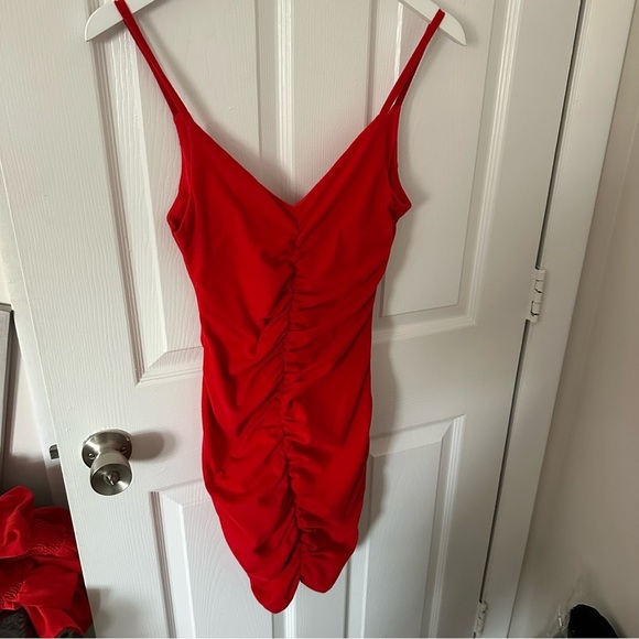 Red Ruched Dress - Picture 1 of 6
